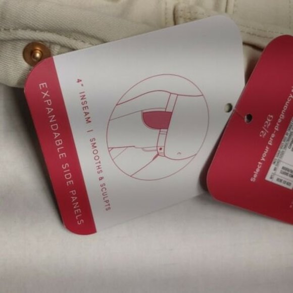 INGRID & ISABEL MATERNITY Size 2 Women's Jean Shorts Side Panel MIDI Beige - Picture 6 of 10